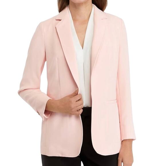 ANNE KLEIN OPEN FRONT NOTCH LAPEL BLAZER IN PINK NWT WOMEN'S SIZE PETITE LARGE - Picture 1 of 14